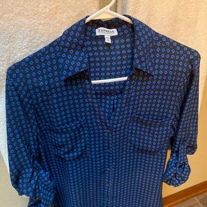 Express Portofino Shirt Patterned Navy/Royal Blue Medium